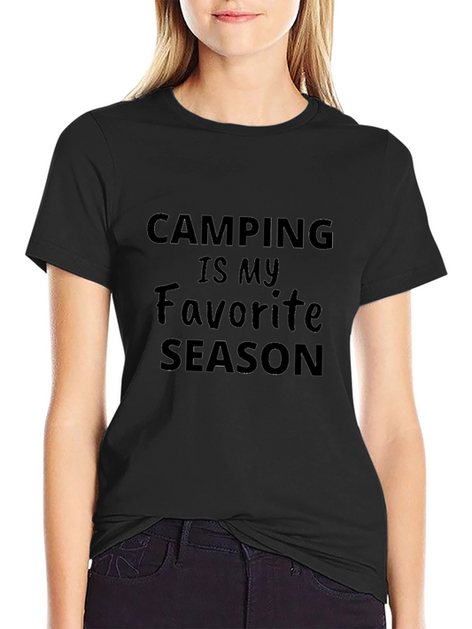 Camping is My Favorite Season Black Graphic T-Shirt