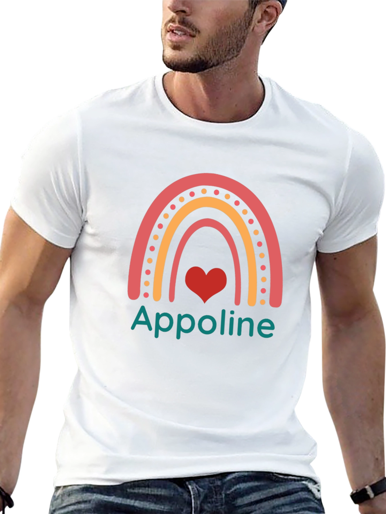 Appoline Rainbow Heart T-Shirt - Trendy Graphic Tee