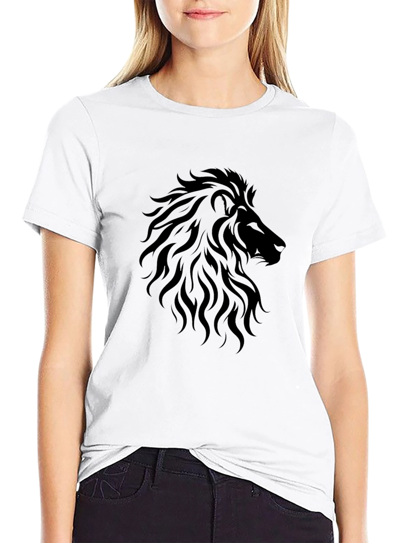 Lion Head Graphic Black T-Shirt
