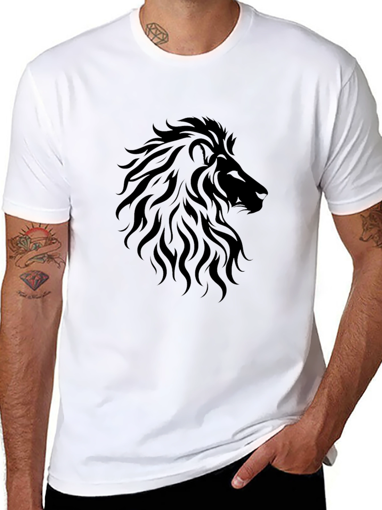 Lion Head Graphic Black T-Shirt