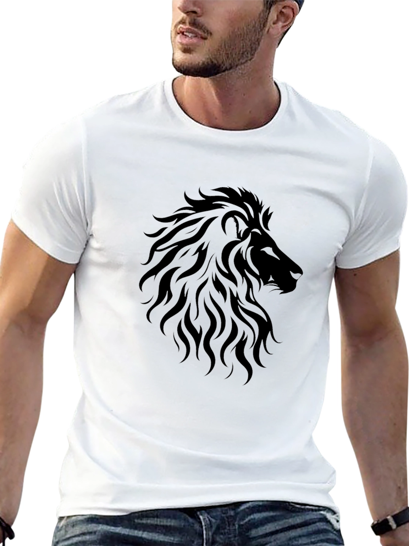 Lion Head Graphic Black T-Shirt