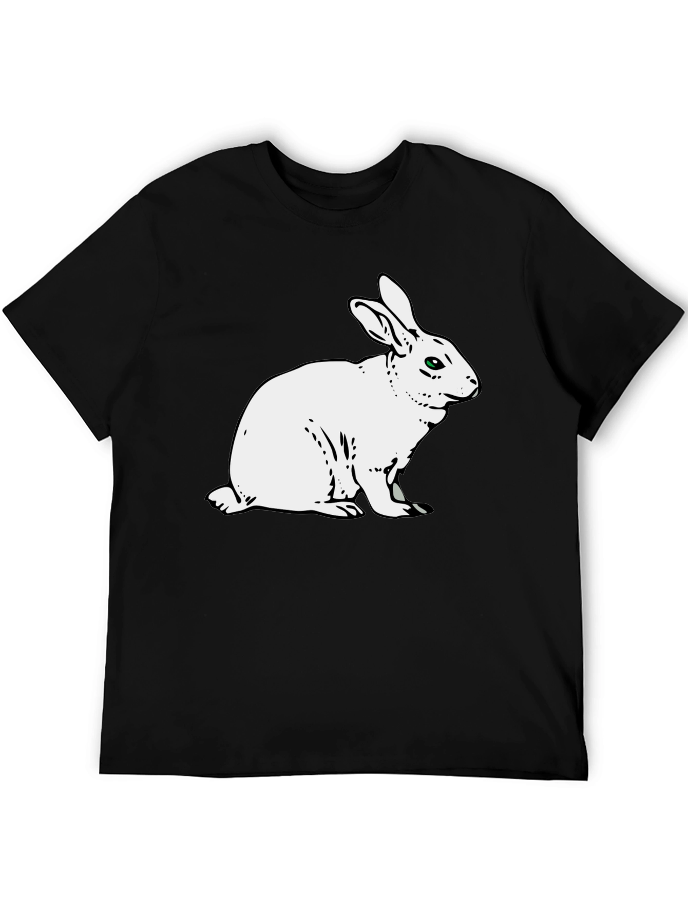 Rabbit Graphic Tee - Mens Black Cotton T-Shirt
