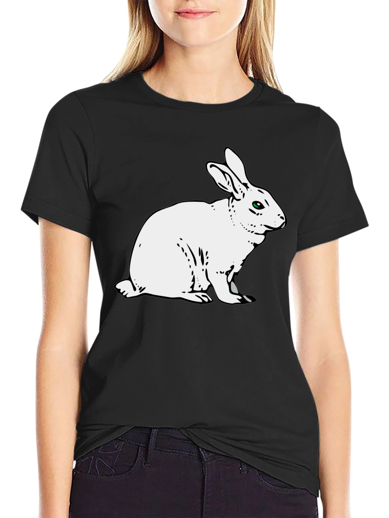 Rabbit Graphic Tee - Mens Black Cotton T-Shirt