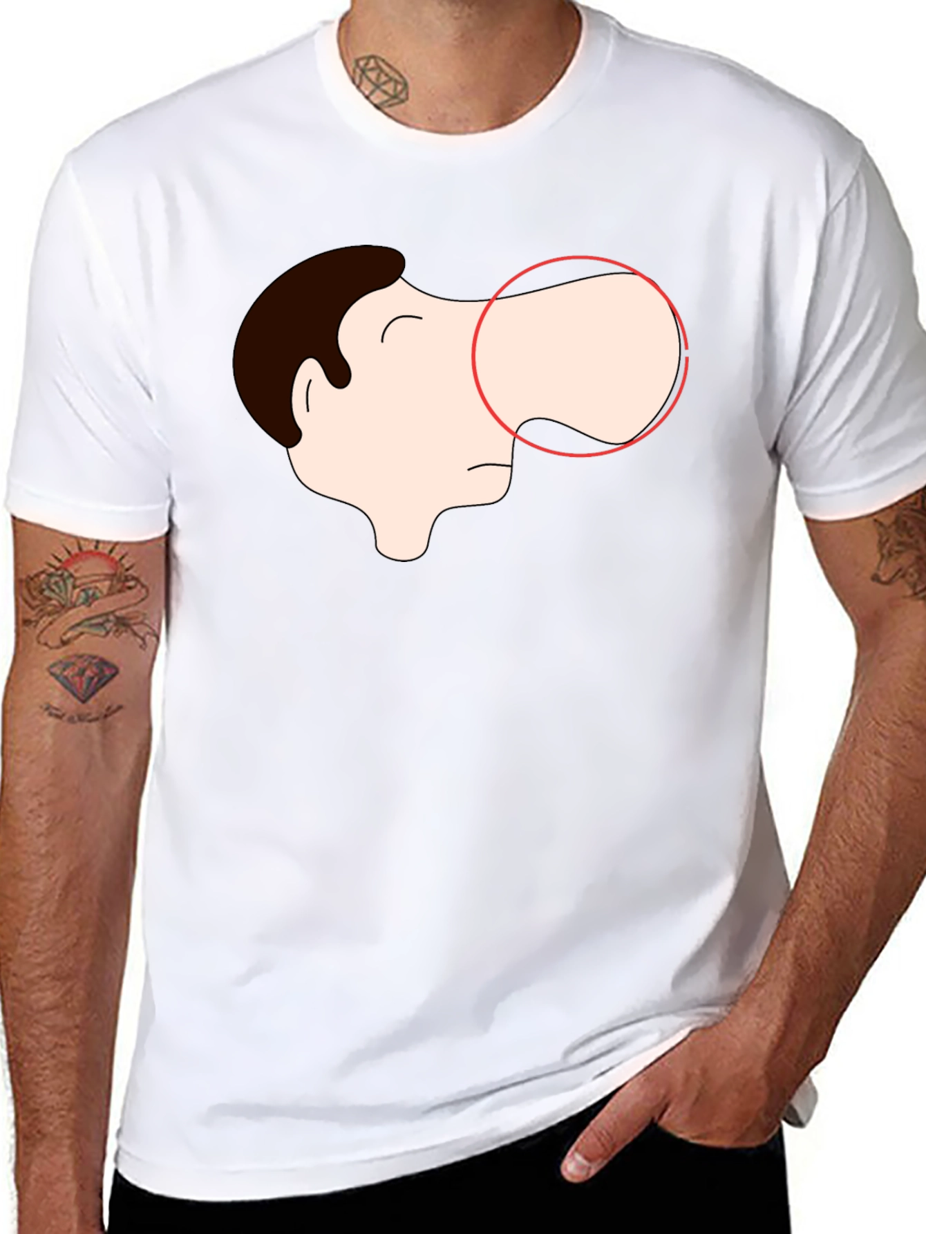 Cartoon Face Graphic Tee - Black