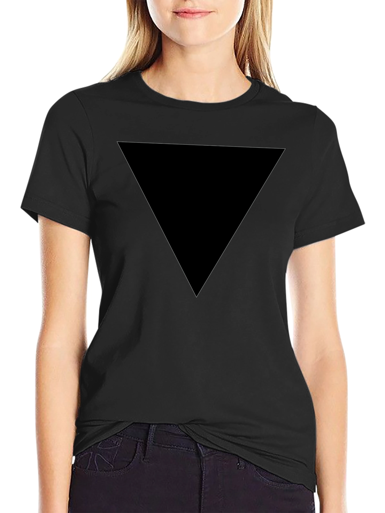 Mens Black Triangle Graphic Tee - Casual Style