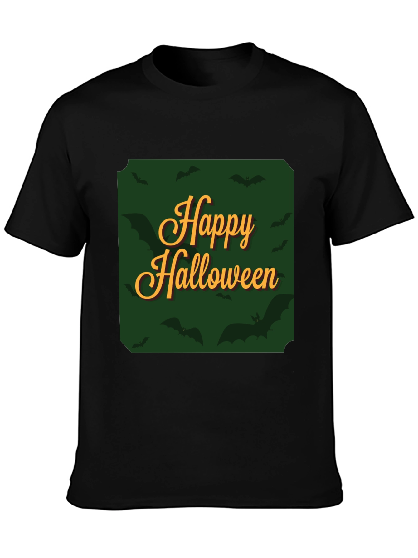 Happy Halloween Bat Graphic Tee - Black