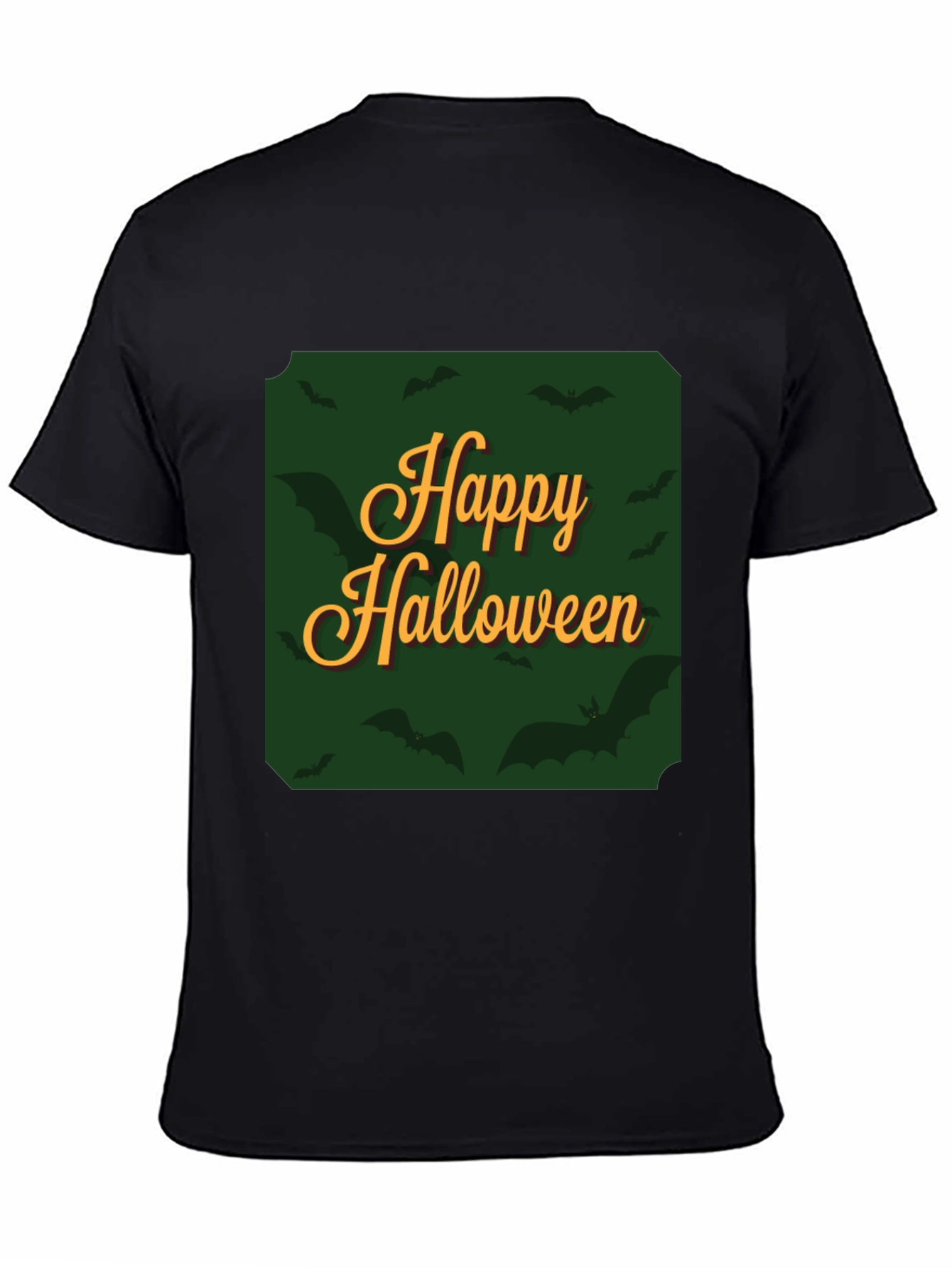 Happy Halloween Bat Graphic Tee - Black