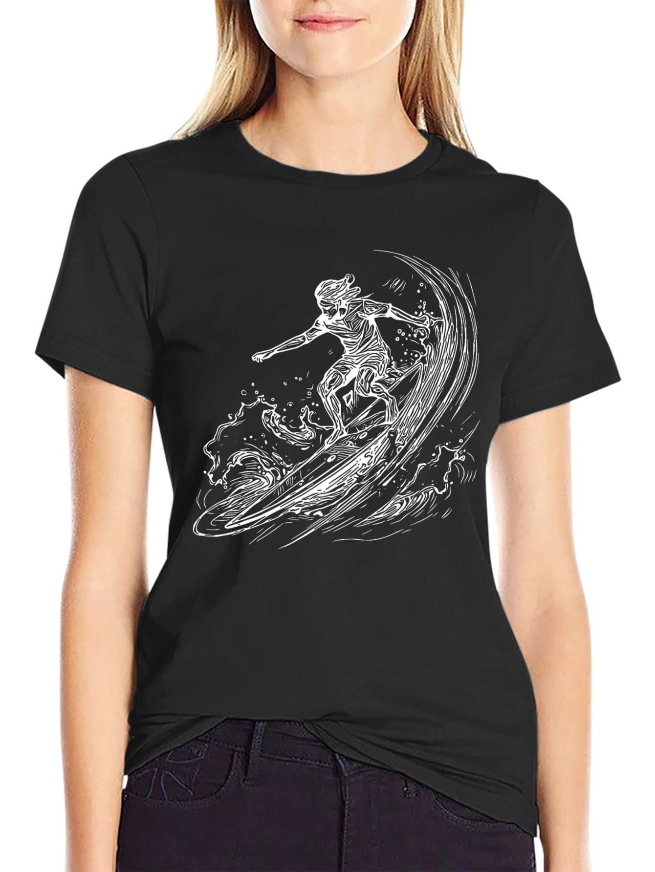 Cool Surfer Graphic Black T-Shirt