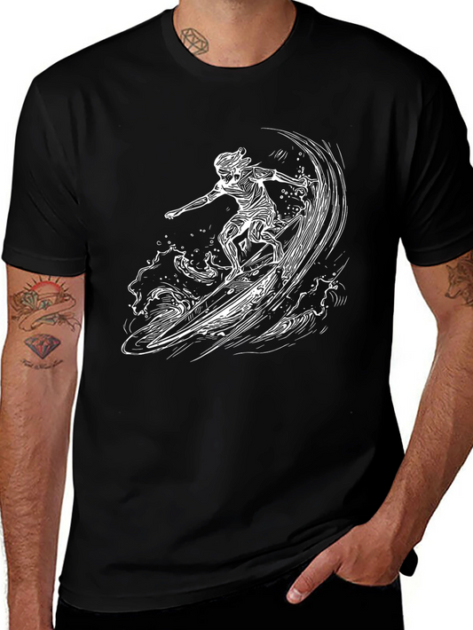Cool Surfer Graphic Black T-Shirt