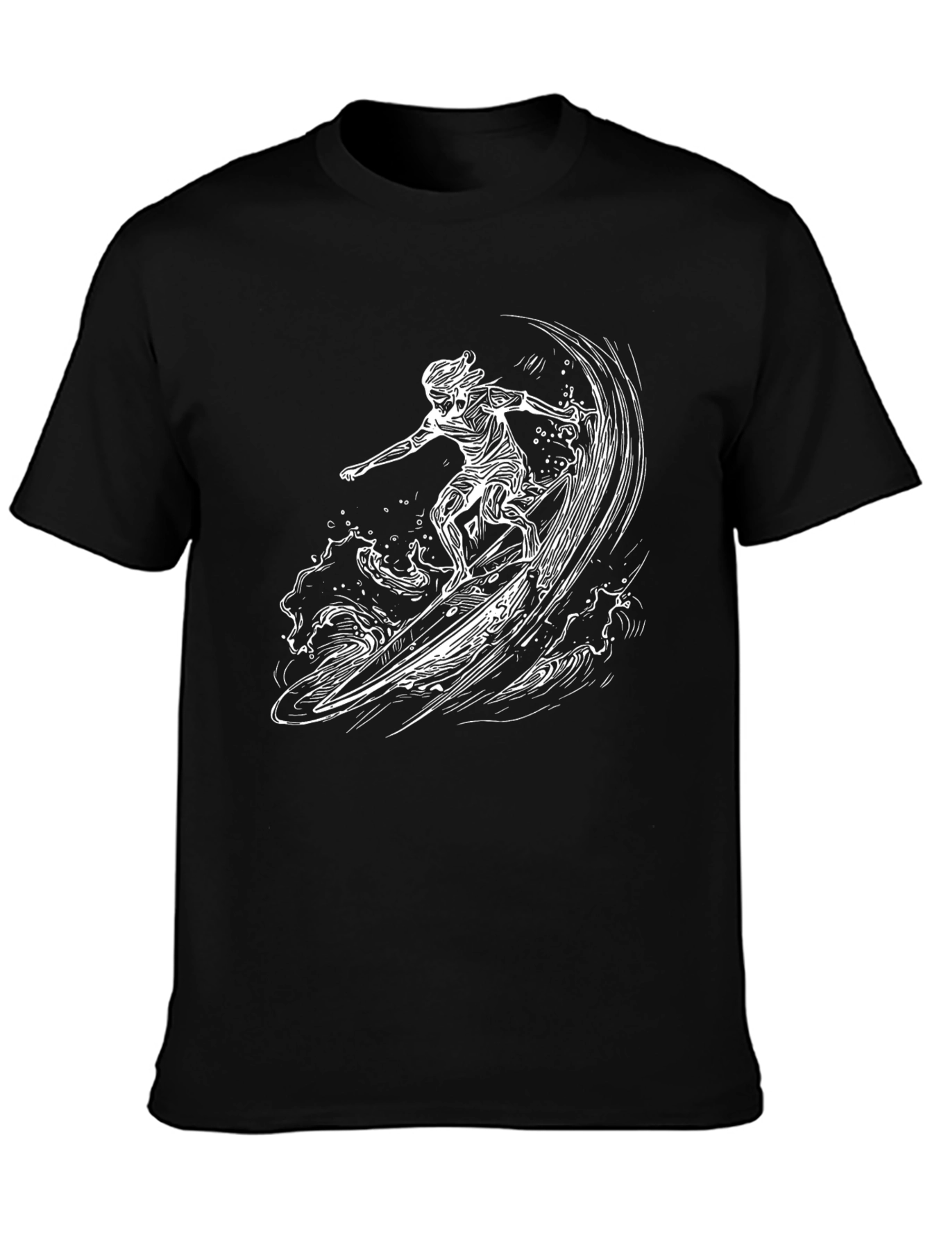 Cool Surfer Graphic Black T-Shirt