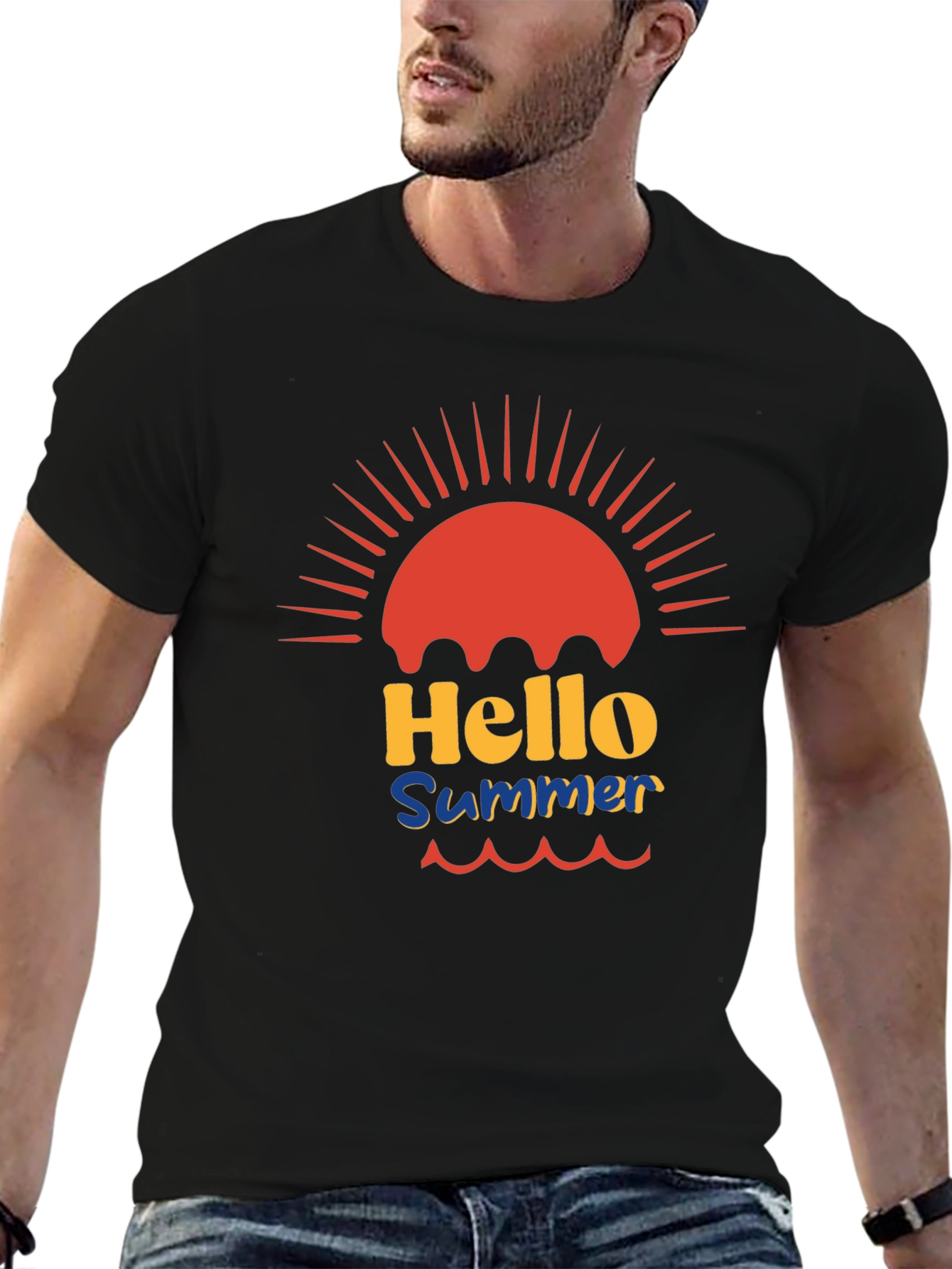 Hello Summer Black Graphic Tee