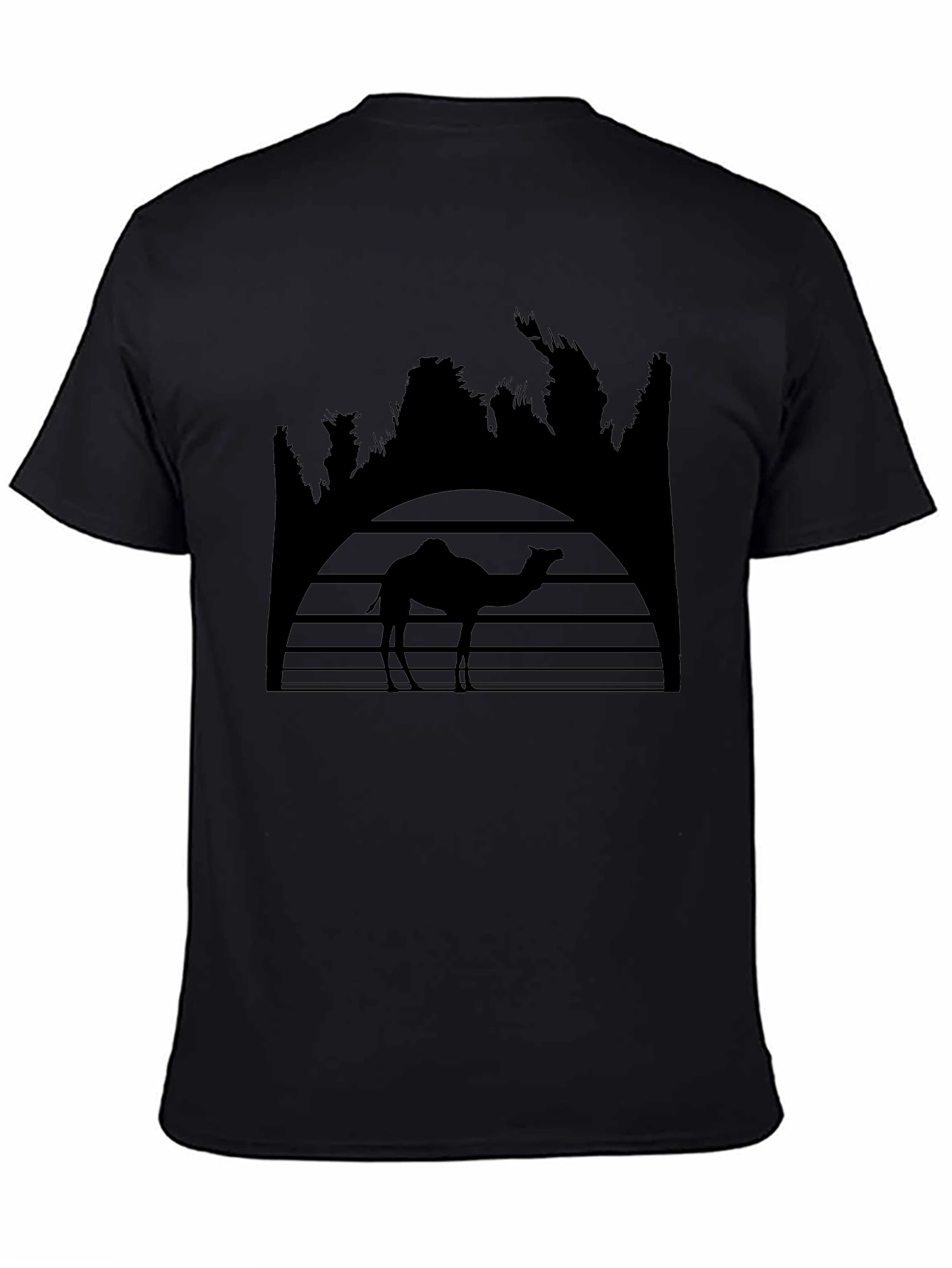 Camel Silhouette Graphic T-Shirt - Desert Sunset Design