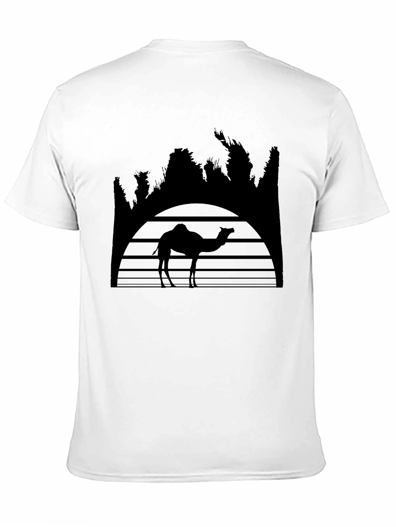 Camel Silhouette Graphic T-Shirt - Desert Sunset Design