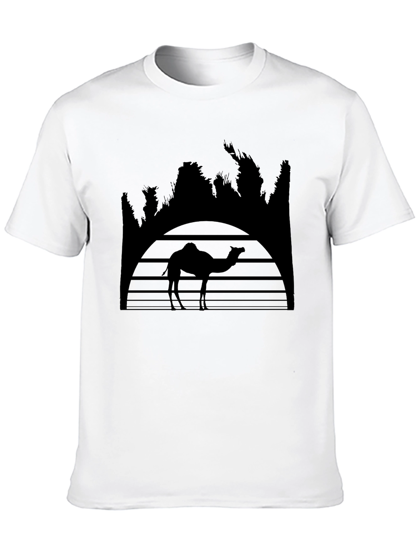 Camel Silhouette Graphic T-Shirt - Desert Sunset Design
