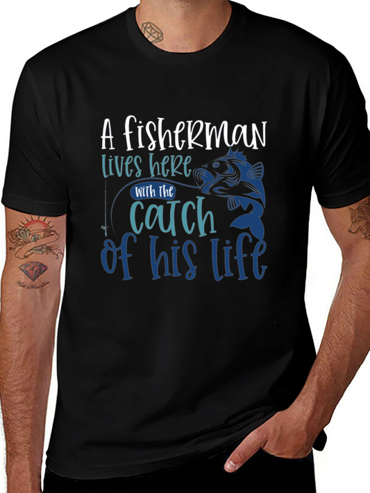 Fishermans Catch Graphic Tee - Stylish Black T-Shirt