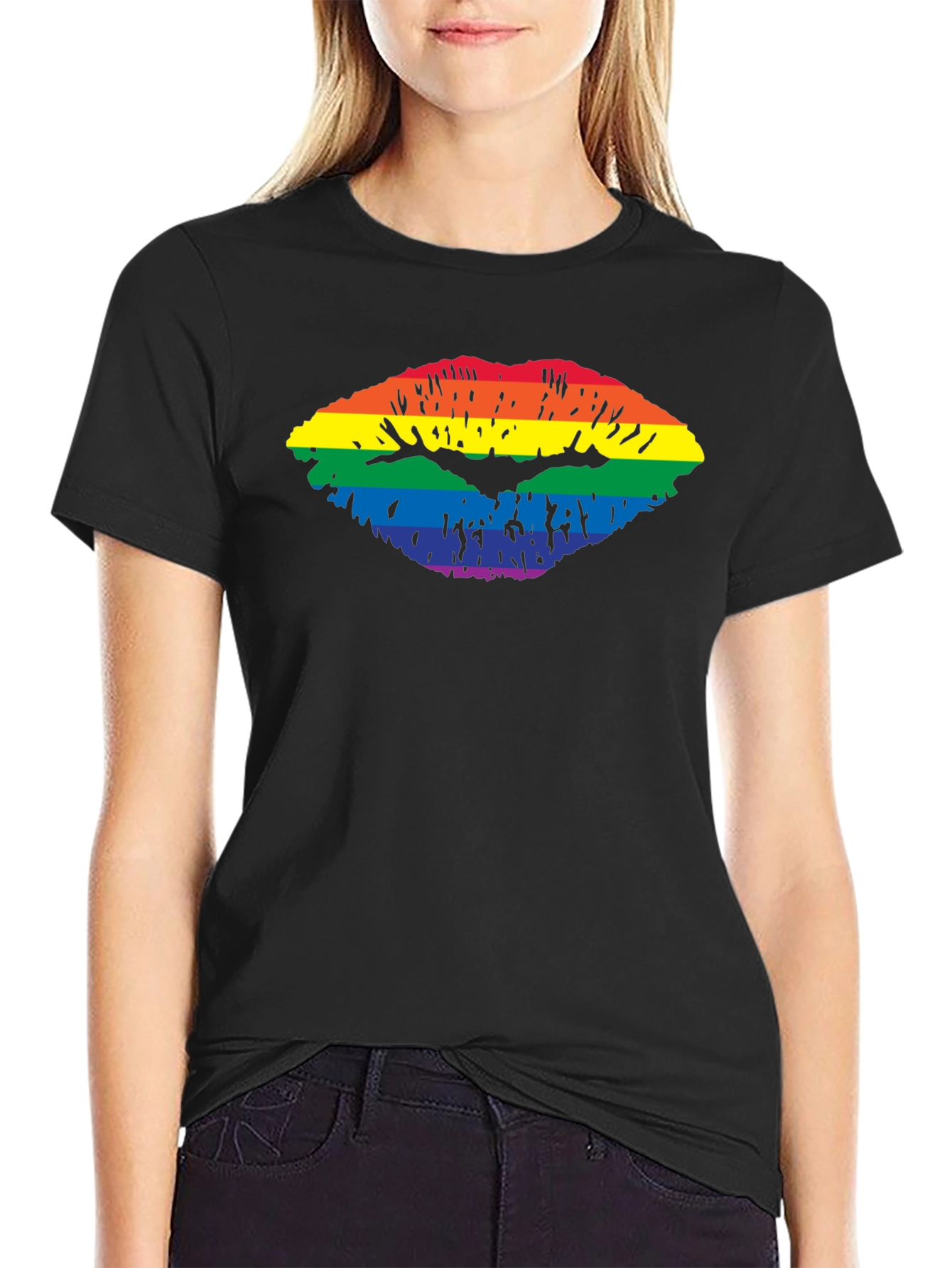 Pride Lips T-Shirt - LGBTQ+ Rainbow Kiss Tee
