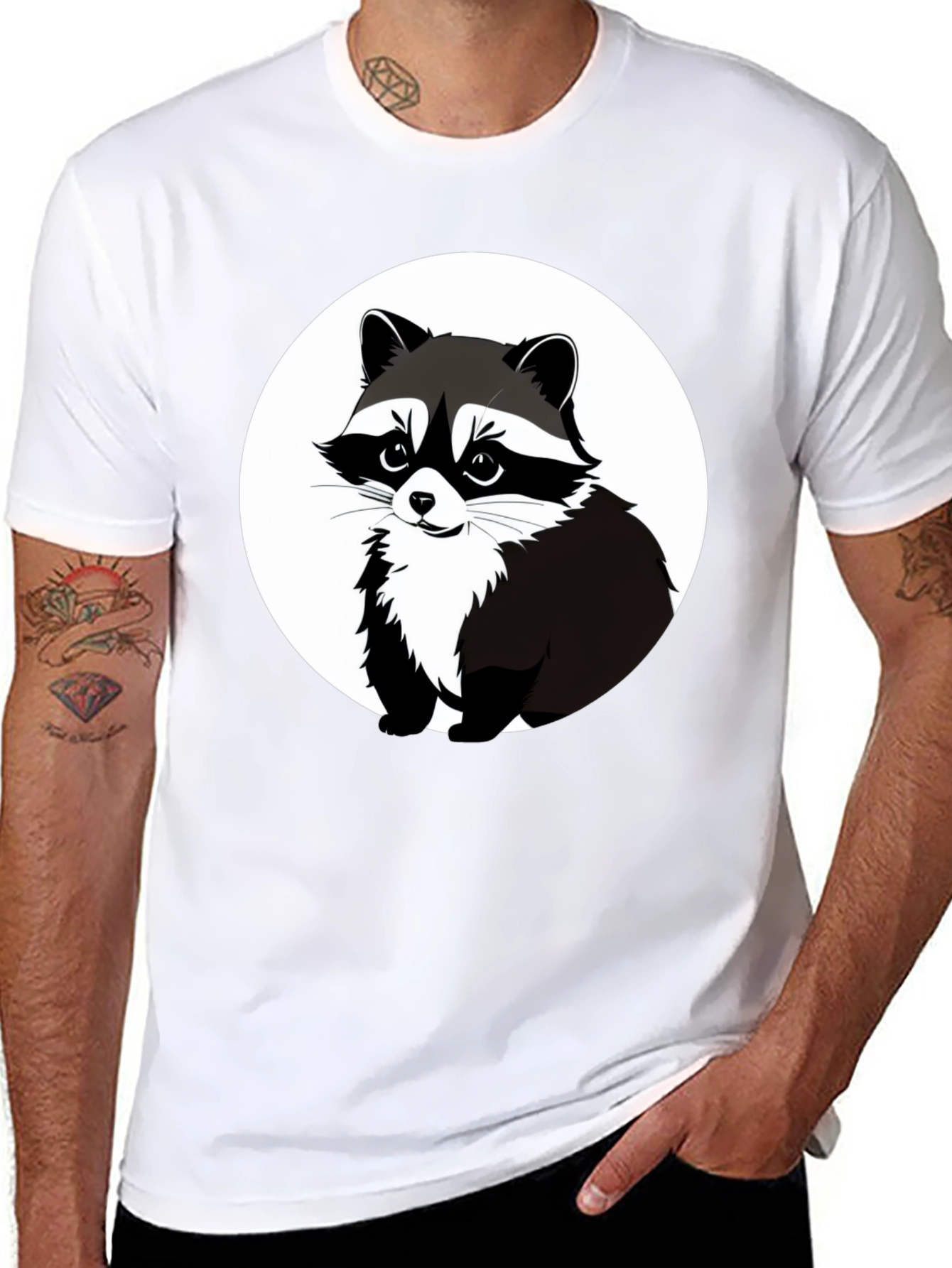 Raccoon Graphic Tee - Black Casual T-Shirt
