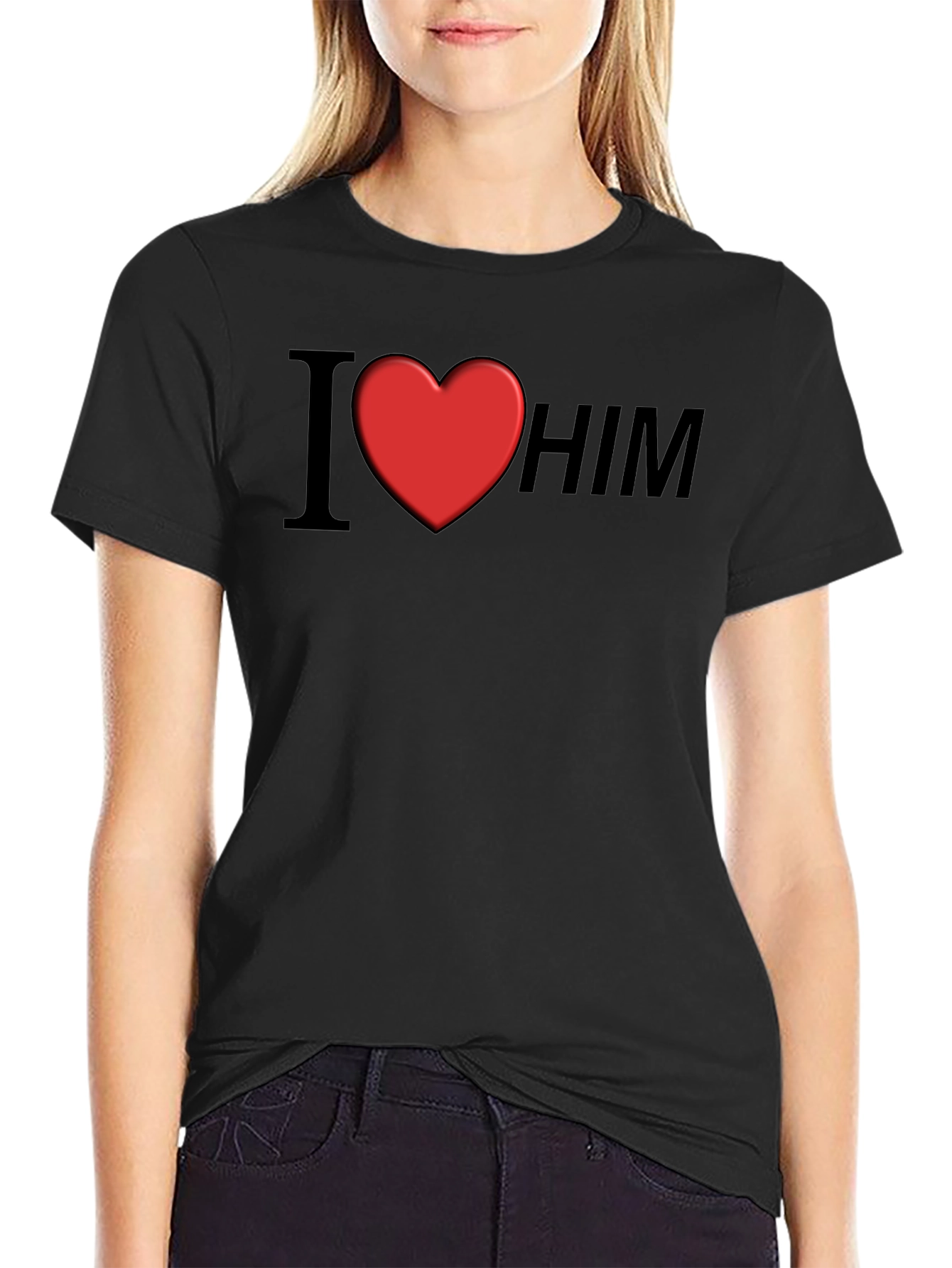 I Heart Him Graphic Tee - Black Unisex T-Shirt