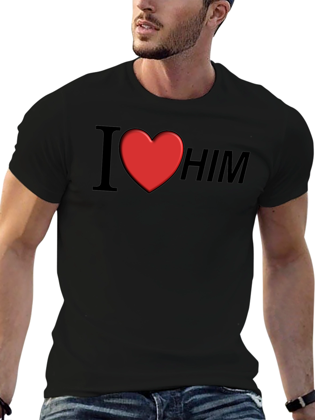I Heart Him Graphic Tee - Black Unisex T-Shirt