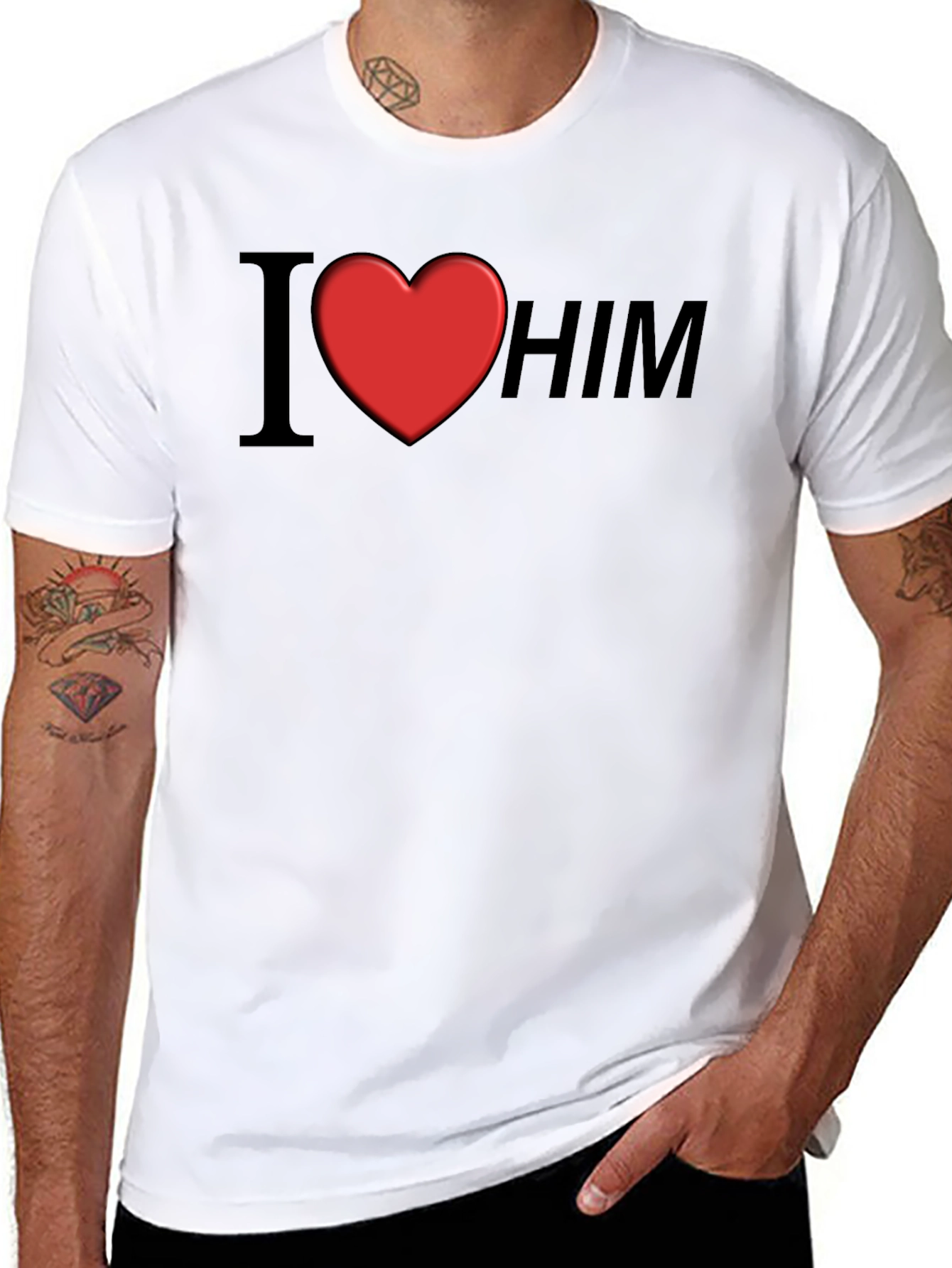 I Heart Him Graphic Tee - Black Unisex T-Shirt