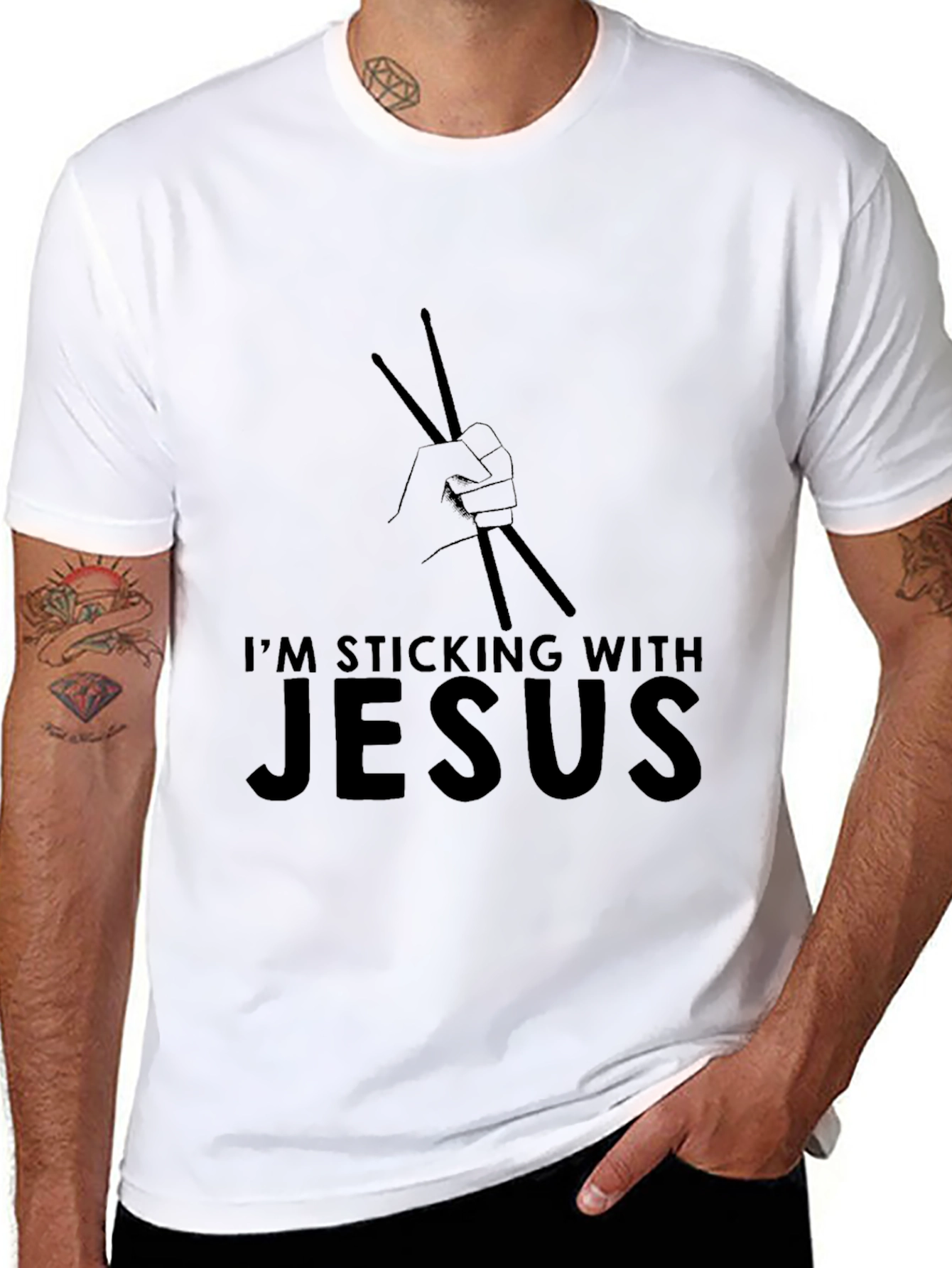Im Sticking With Jesus Drummer T-Shirt