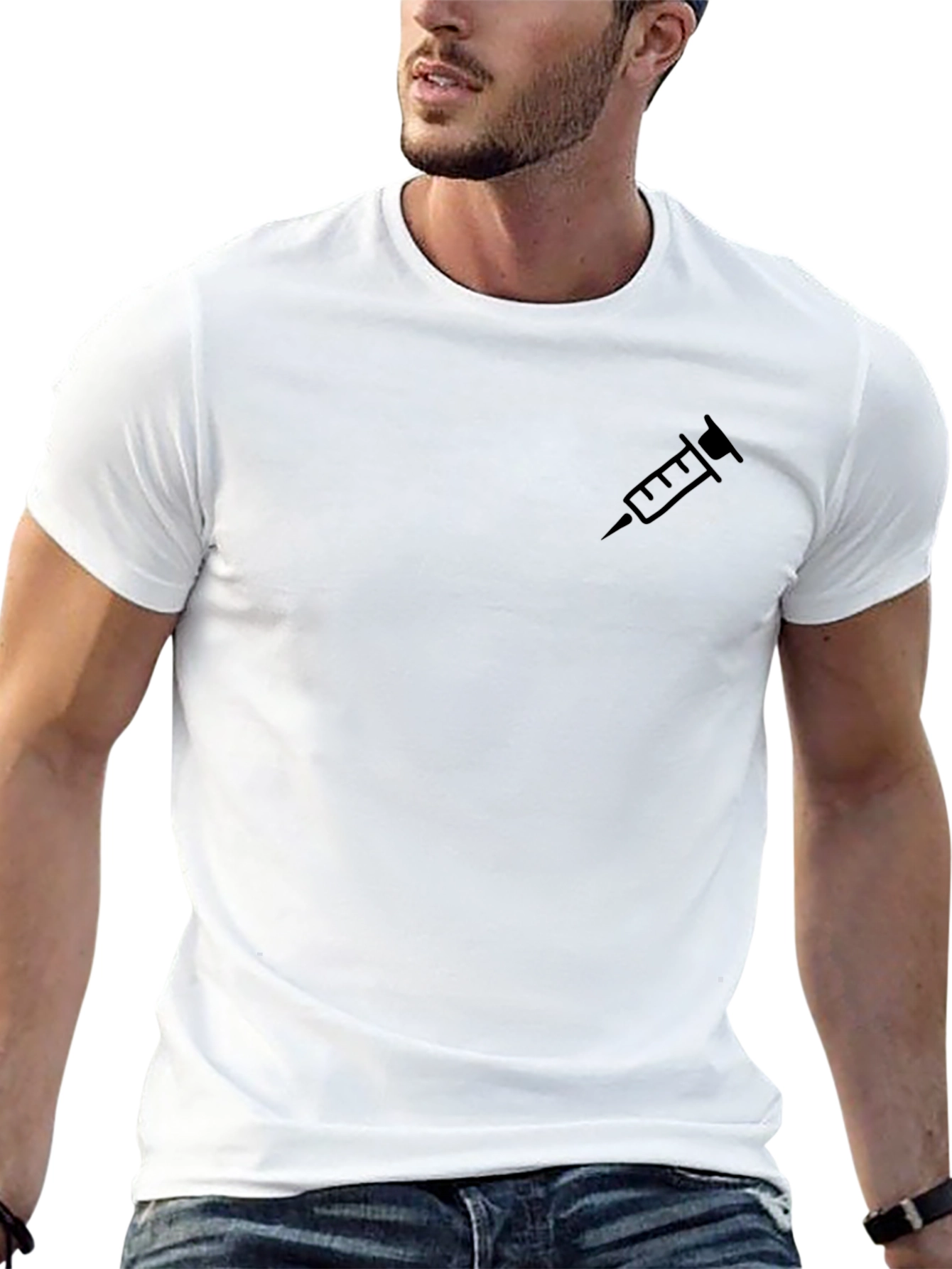 Black T-Shirt with Syringe Graphic - Classic Fit