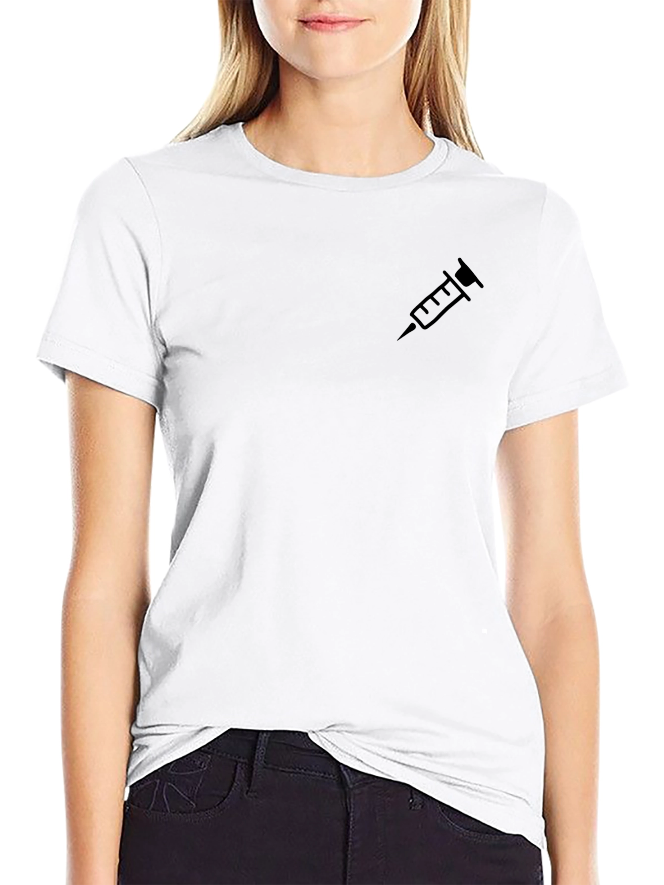 Black T-Shirt with Syringe Graphic - Classic Fit