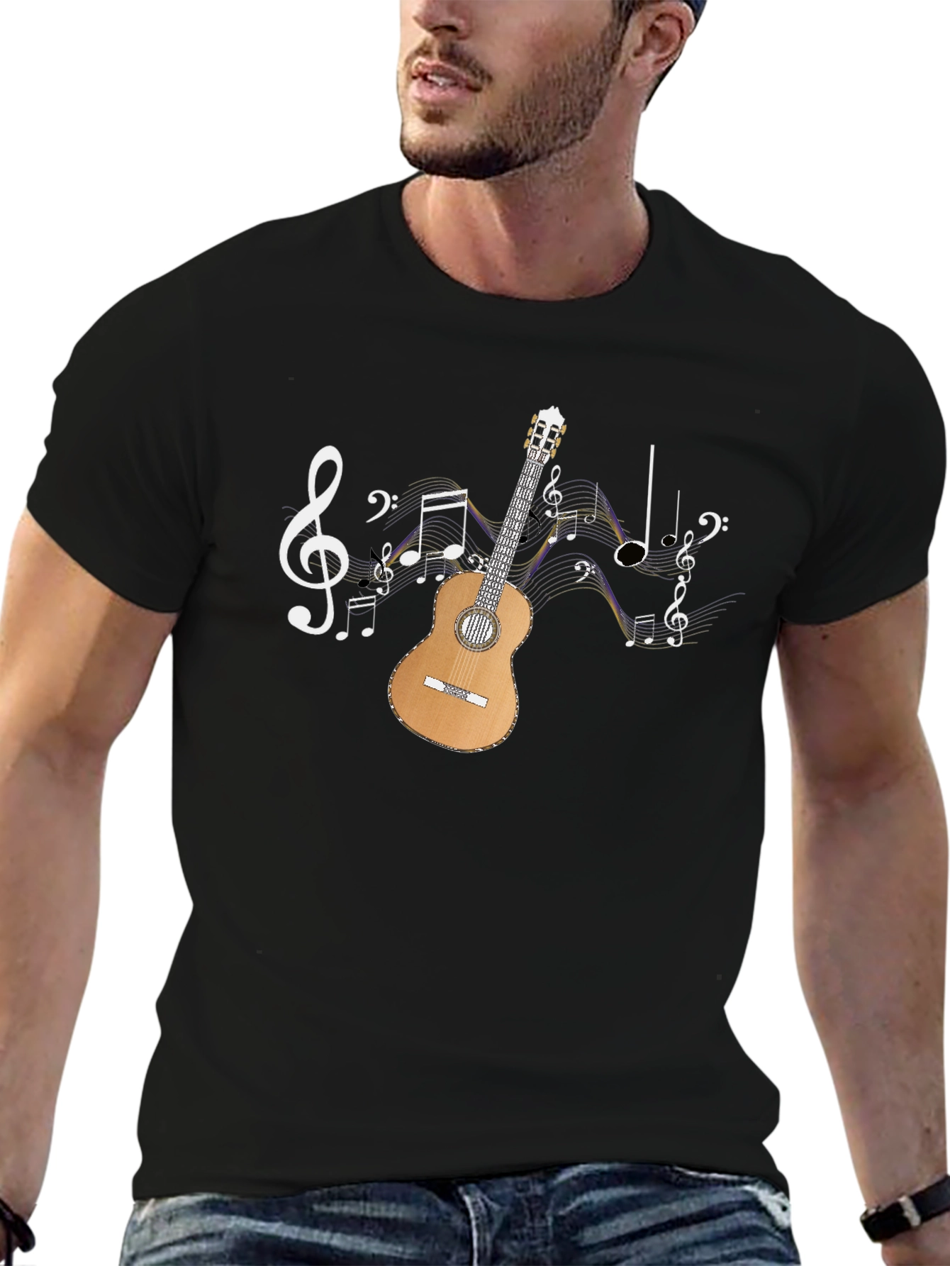 Musical Guitar T-Shirt - Black Graphic Tee