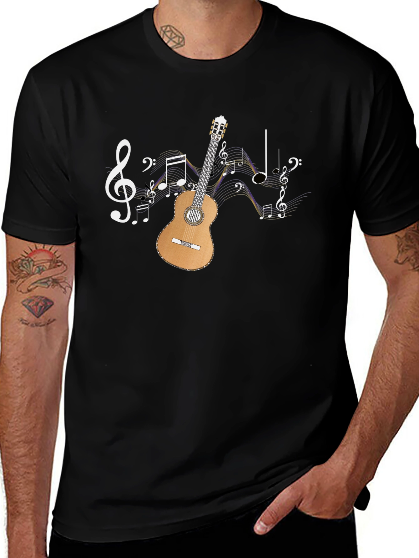 Musical Guitar T-Shirt - Black Graphic Tee