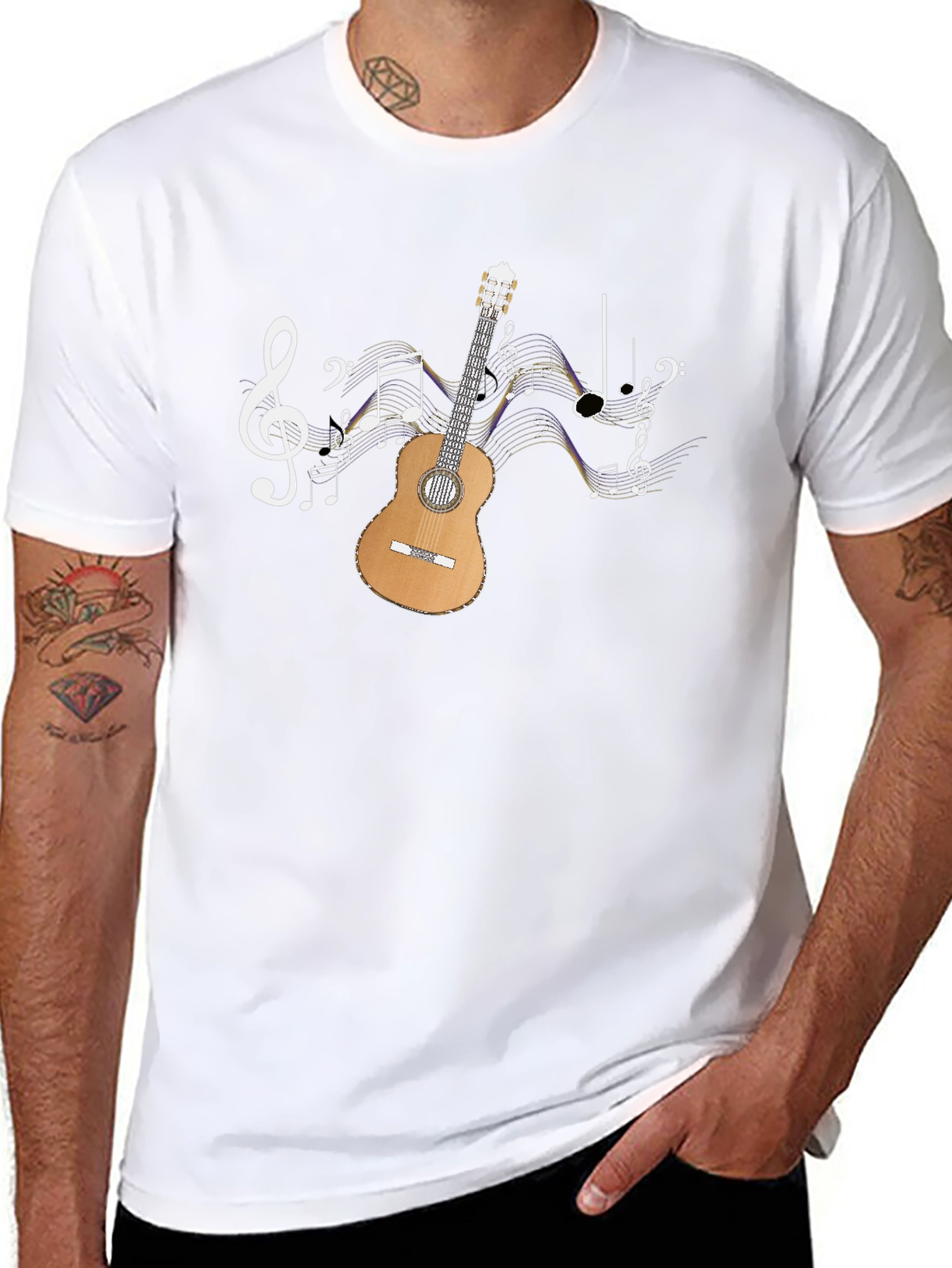 Musical Guitar T-Shirt - Black Graphic Tee