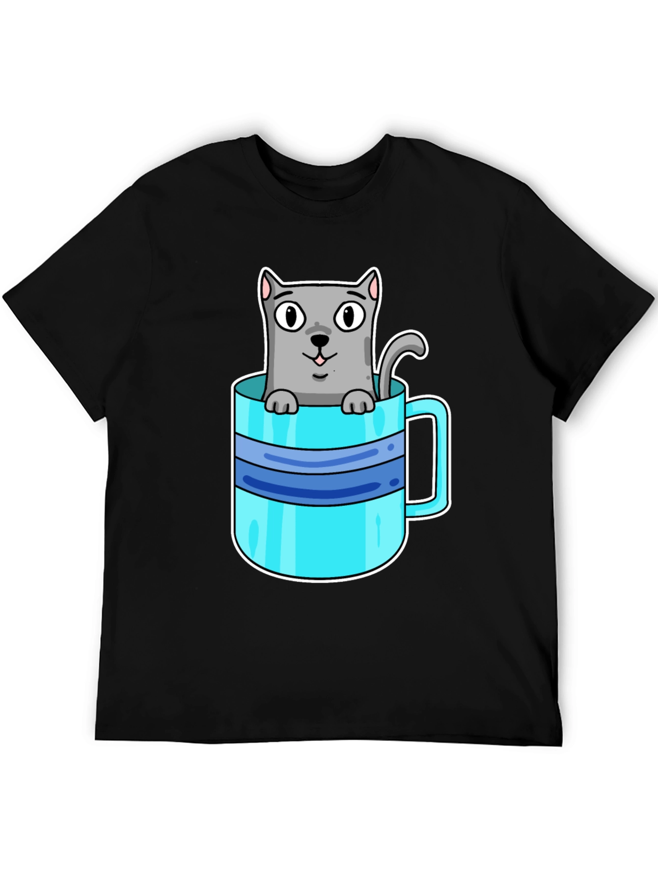 Cute Cat in a Cup Graphic T-Shirt