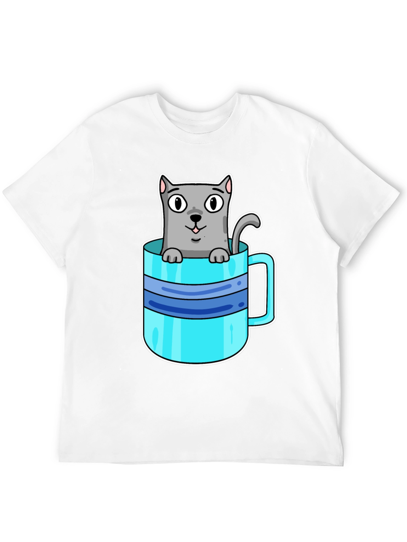 Cute Cat in a Cup Graphic T-Shirt