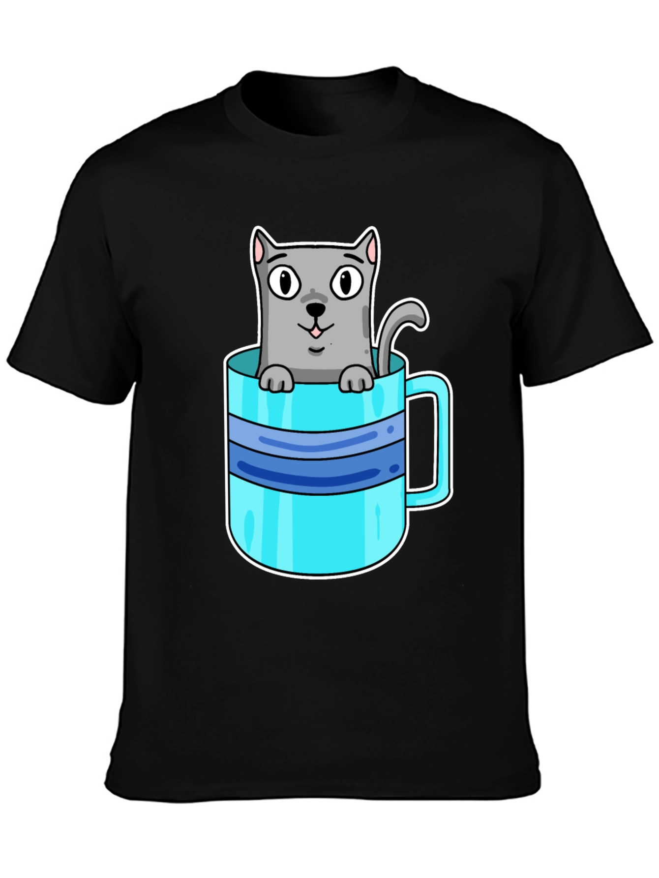 Cute Cat in a Cup Graphic T-Shirt