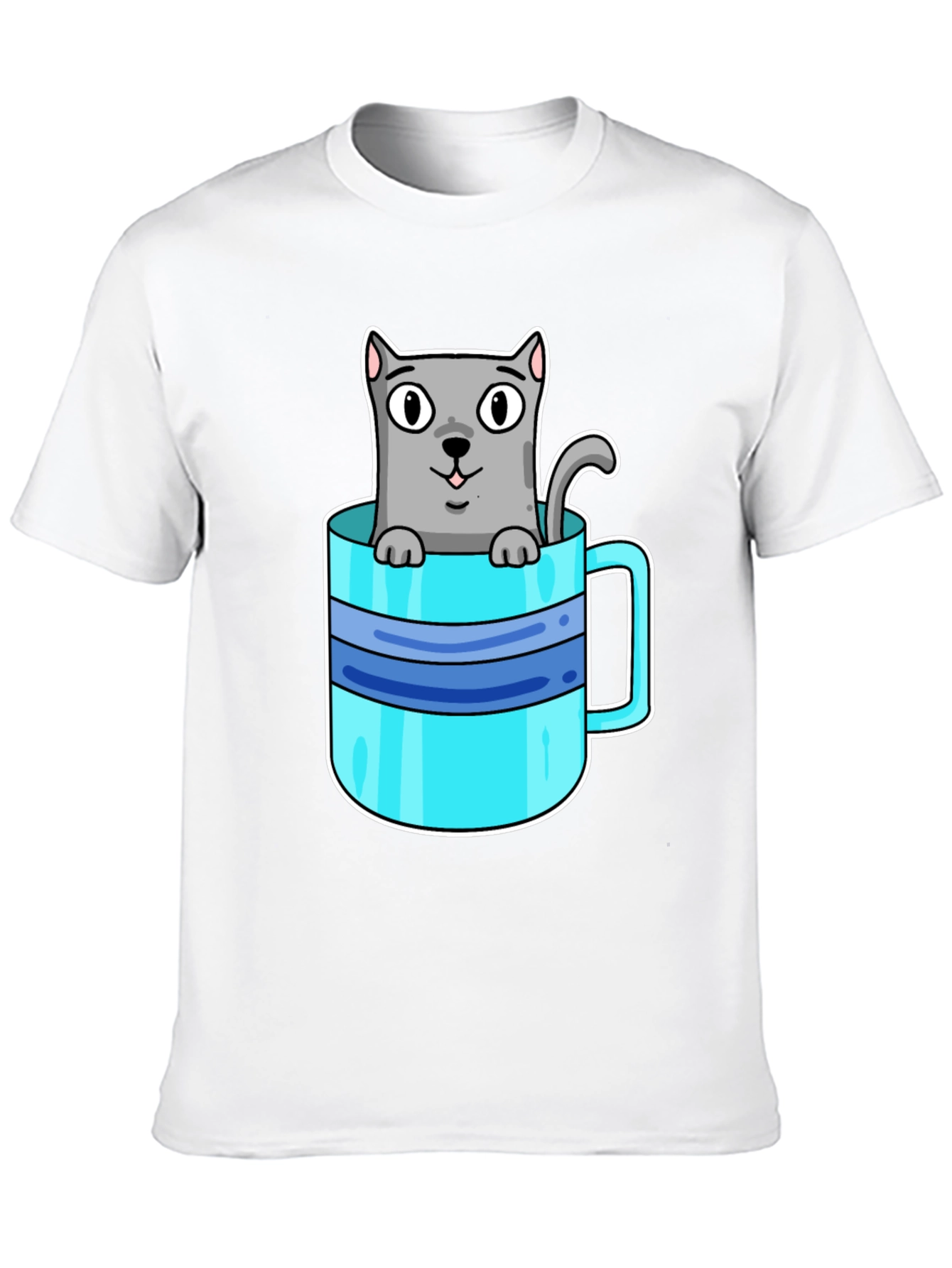 Cute Cat in a Cup Graphic T-Shirt