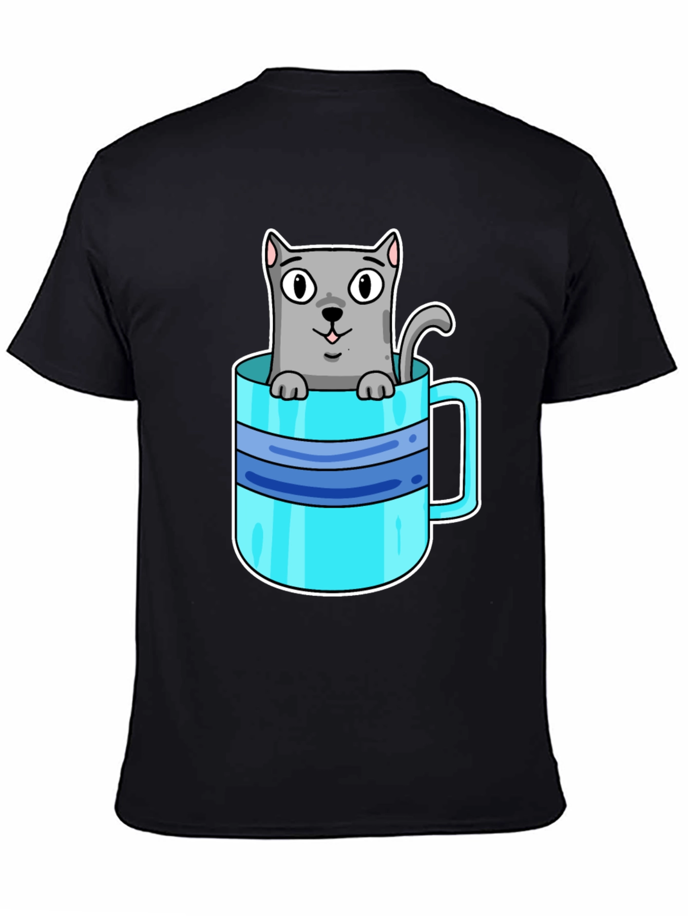 Cute Cat in a Cup Graphic T-Shirt