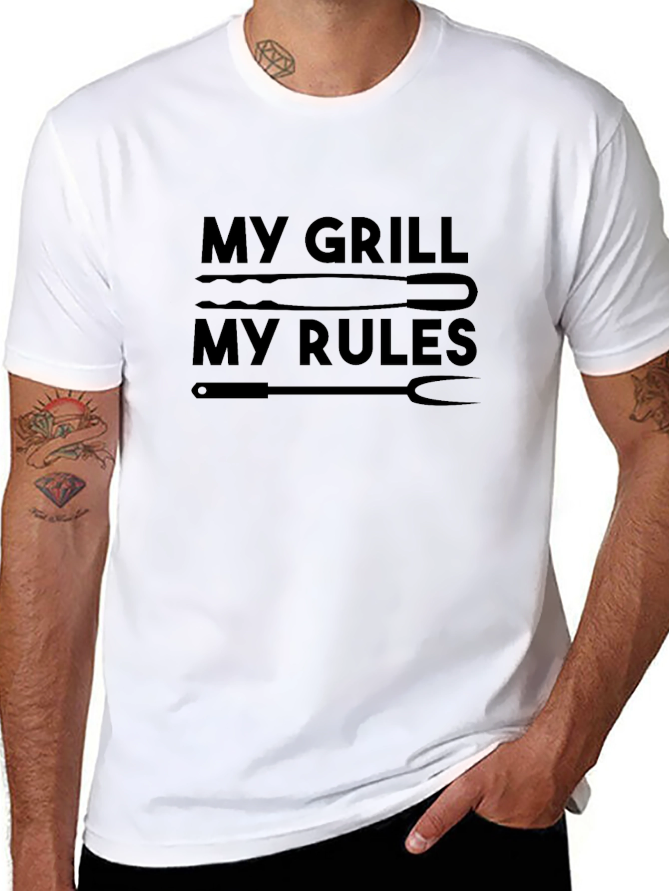 My Grill My Rules Black Graphic T-Shirt