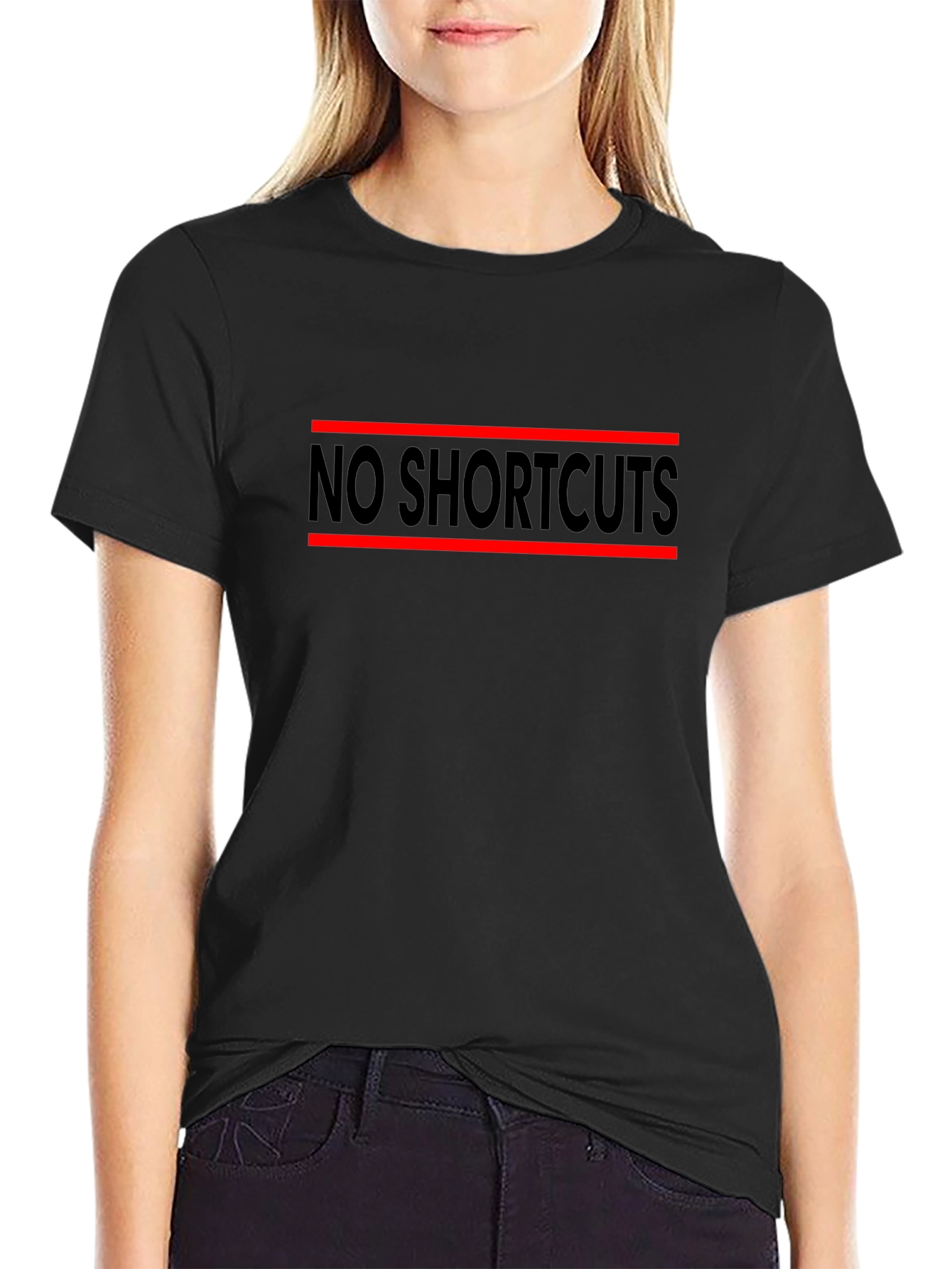 No Shortcuts Graphic Tee - Motivational Black T-Shirt