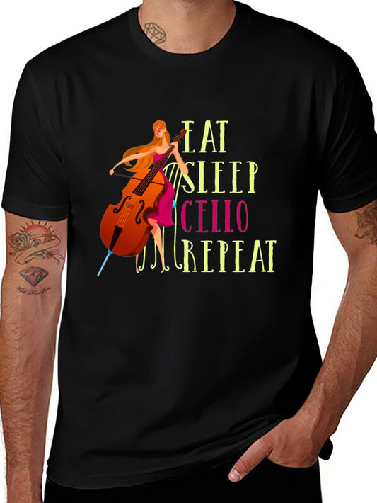 Eat Sleep Cello Repeat Graphic T-Shirt