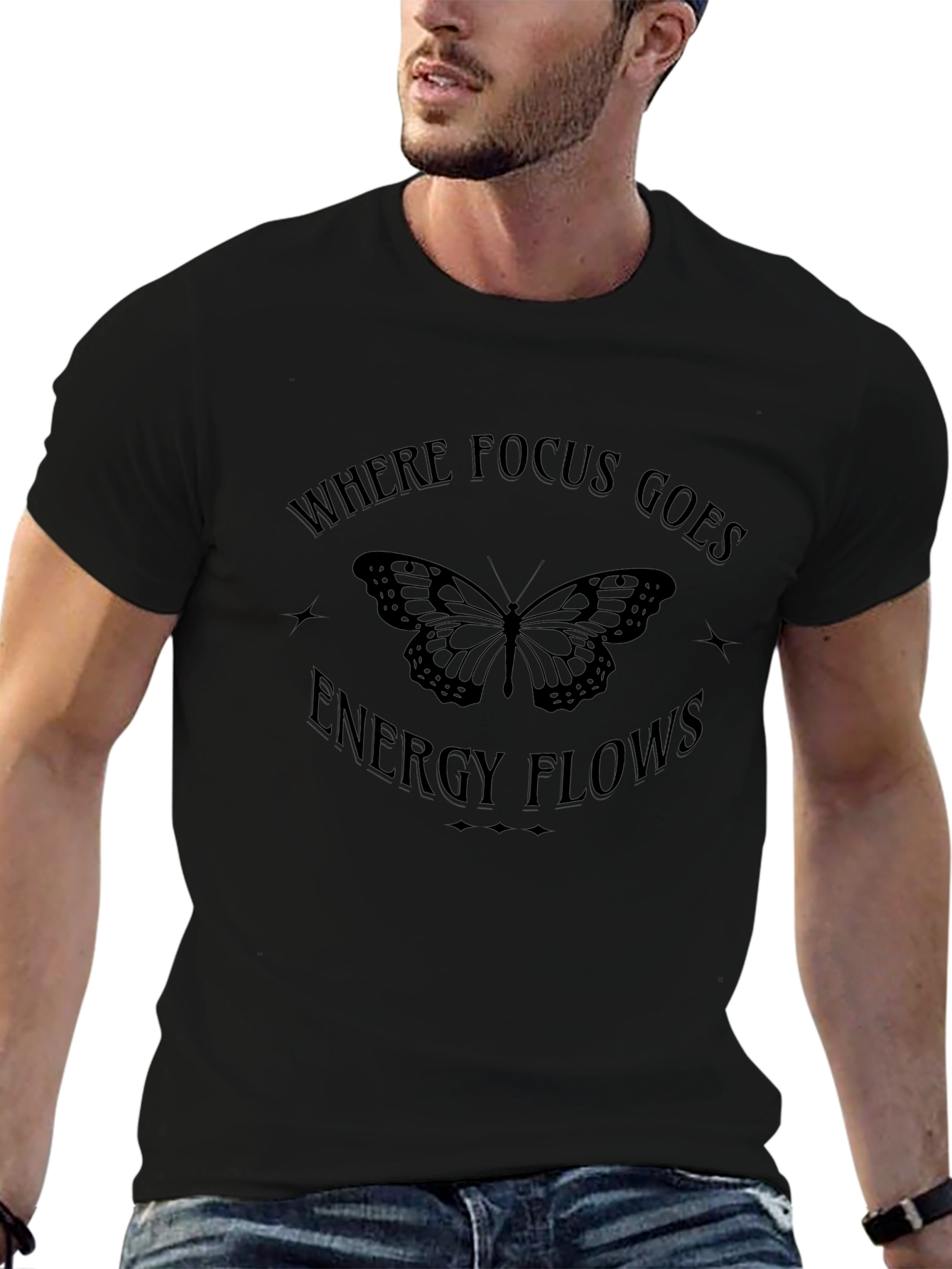 Butterfly Energy Flow Graphic Tee - Black
