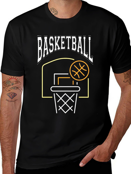 Basketball Graphic T-Shirt - Black Sporty Design