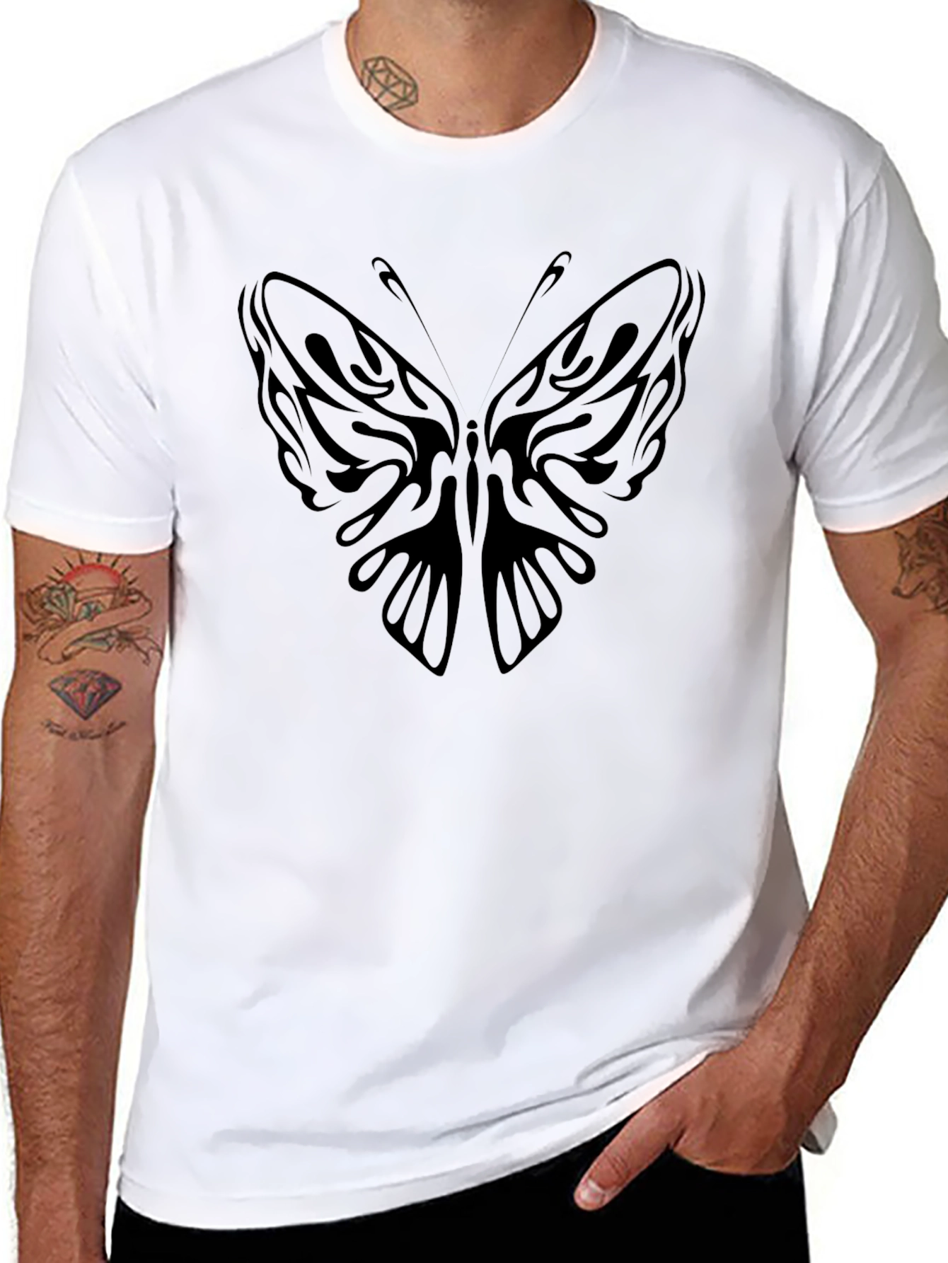 Butterfly Graphic Black T-Shirt Casual Wear
