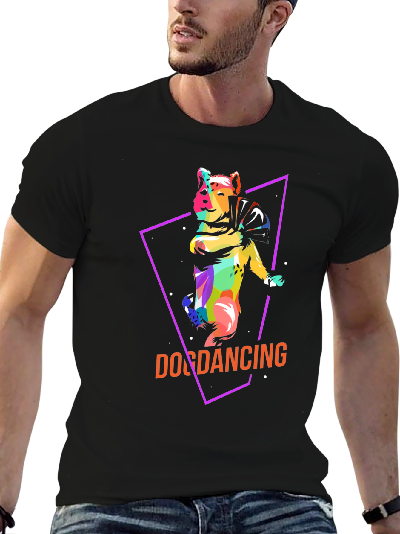 Dog Dancing Graphic Tee - Trendy Black T-Shirt