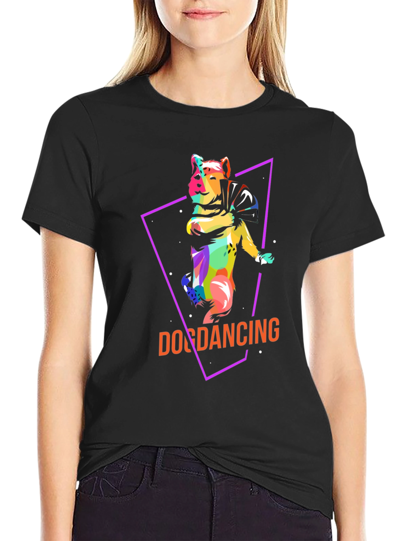 Dog Dancing Graphic Tee - Trendy Black T-Shirt