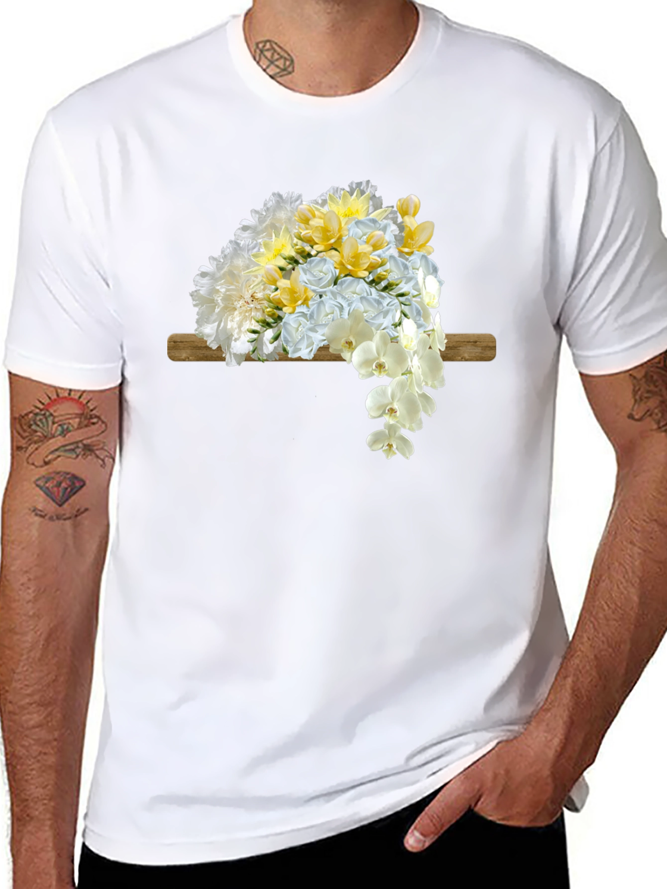 Floral Bouquet Graphic Print Mens T-Shirt