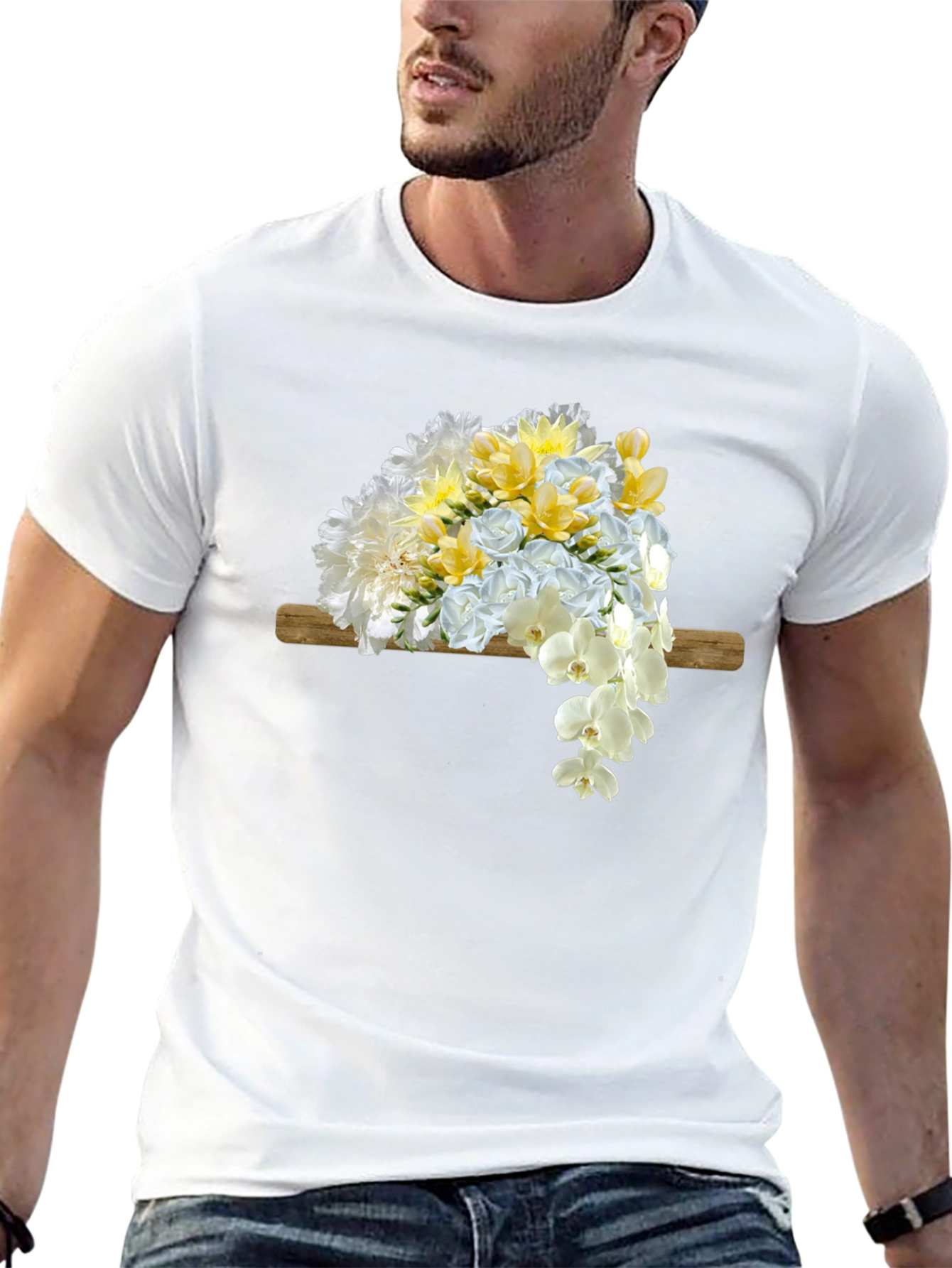 Floral Bouquet Graphic Print Mens T-Shirt