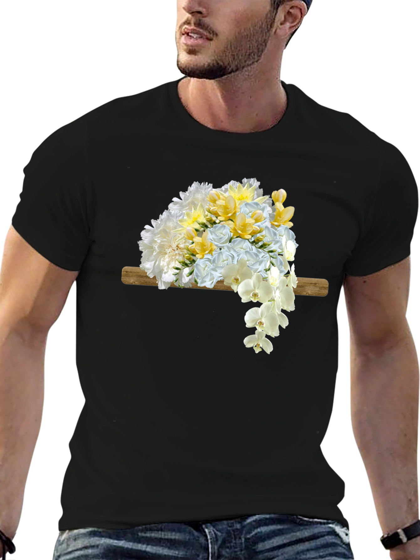 Floral Bouquet Graphic Print Mens T-Shirt
