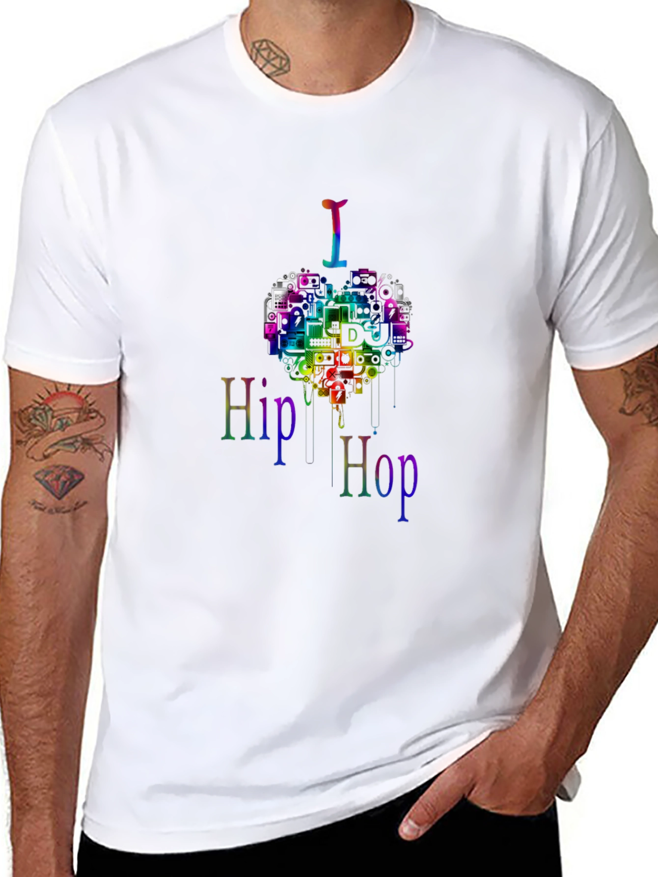 Hip Hop DJ Rainbow Graphic T-Shirt