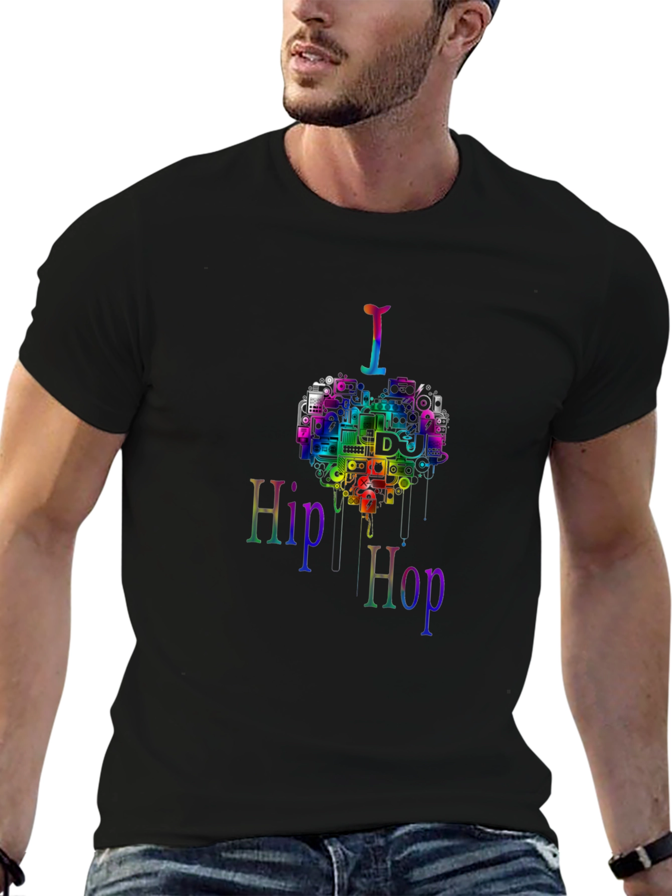 Hip Hop DJ Rainbow Graphic T-Shirt