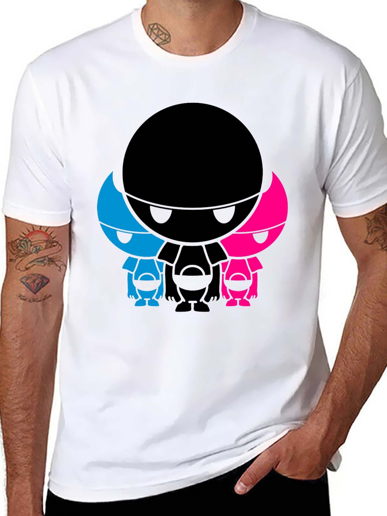 Abstract Character Graphic Print Black T-Shirt