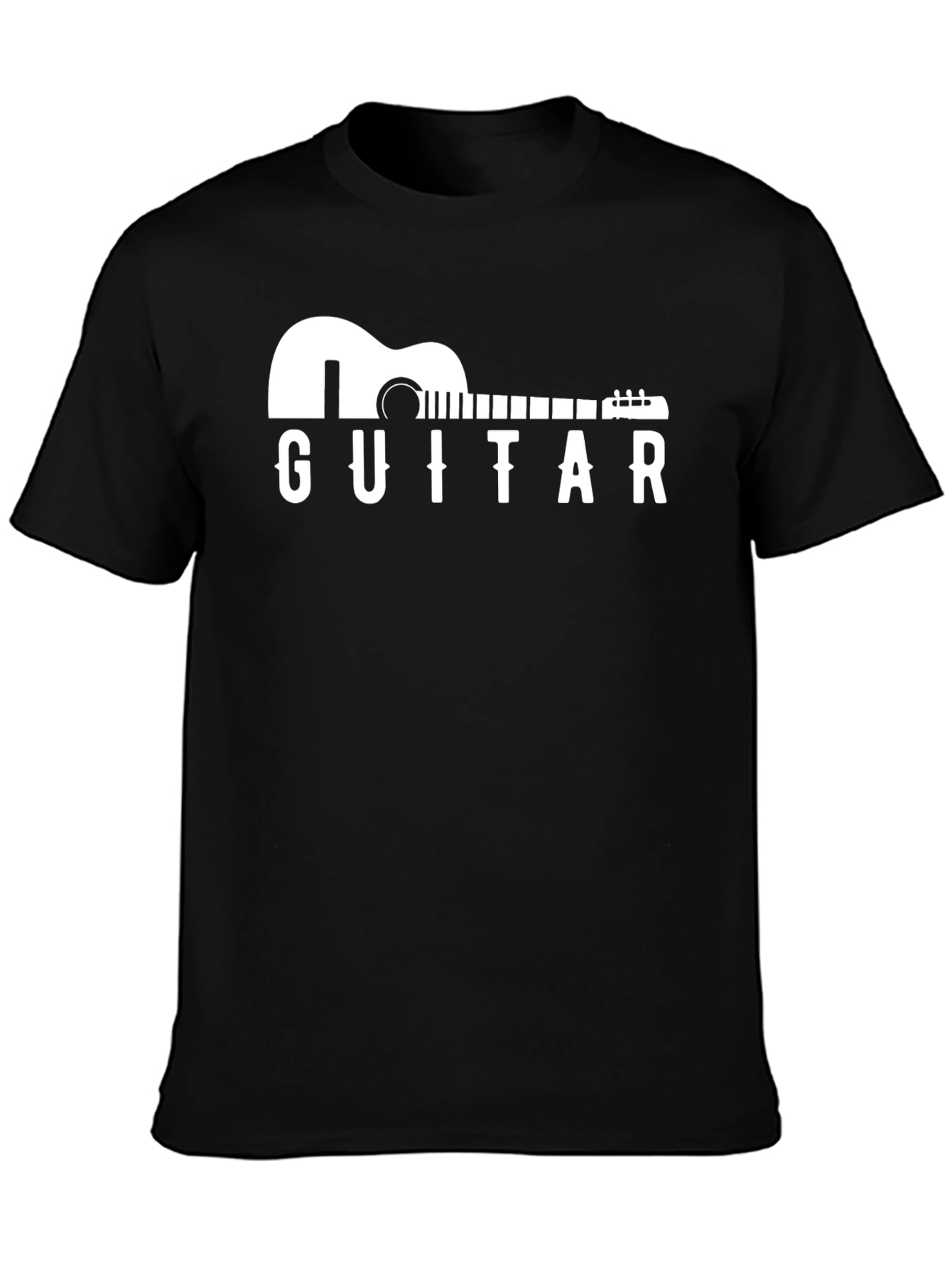 Guitar Graphic Print Black T-Shirt
